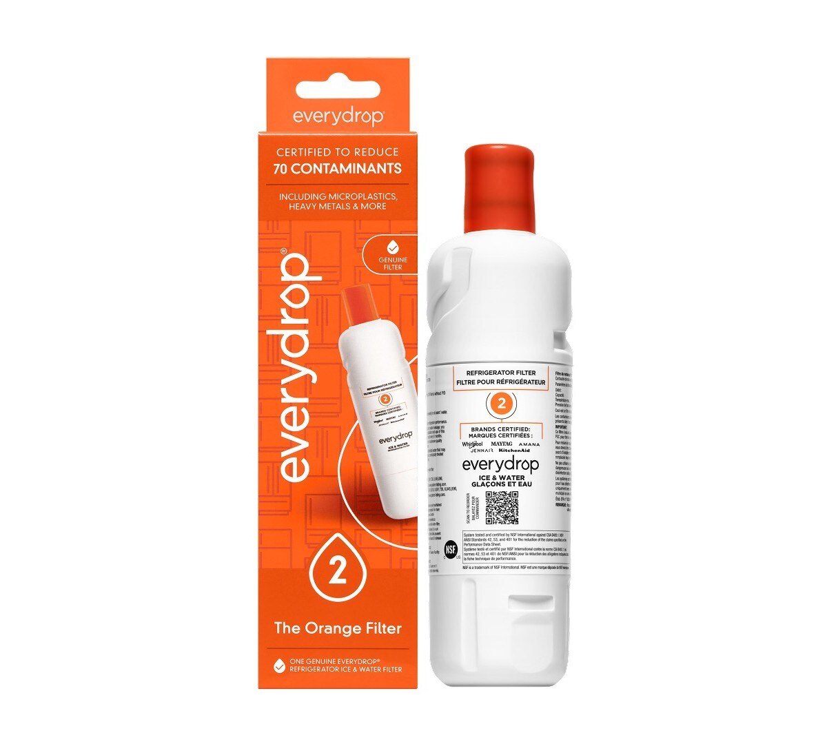 everydrop® Refrigerator Ice & Water Filter 2 - Orange - 1 Pack