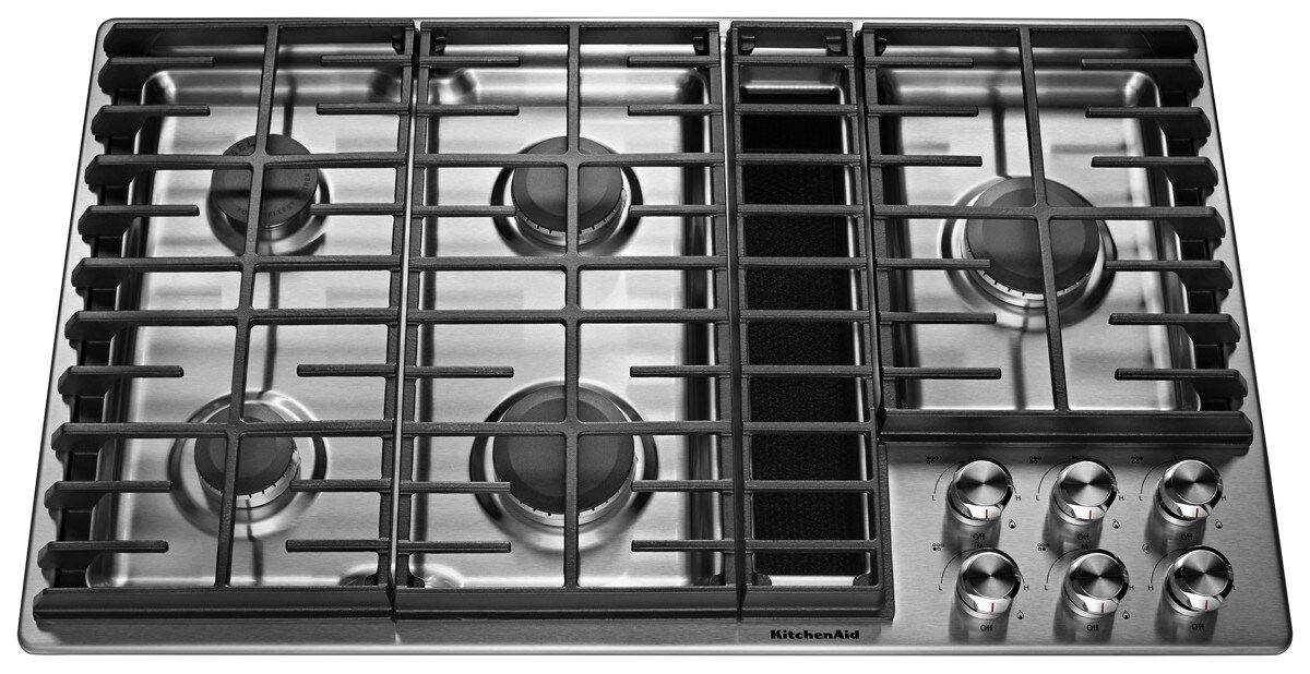 36" 5 Burner Gas Downdraft Cooktop - Stainless Steel