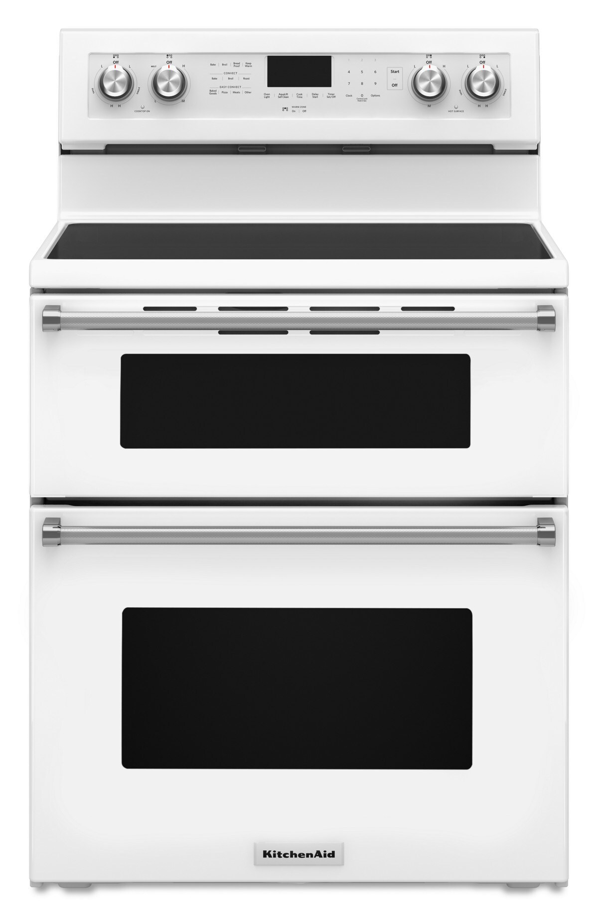 30-Inch 5 Burner Electric Double Oven Convection Range - White