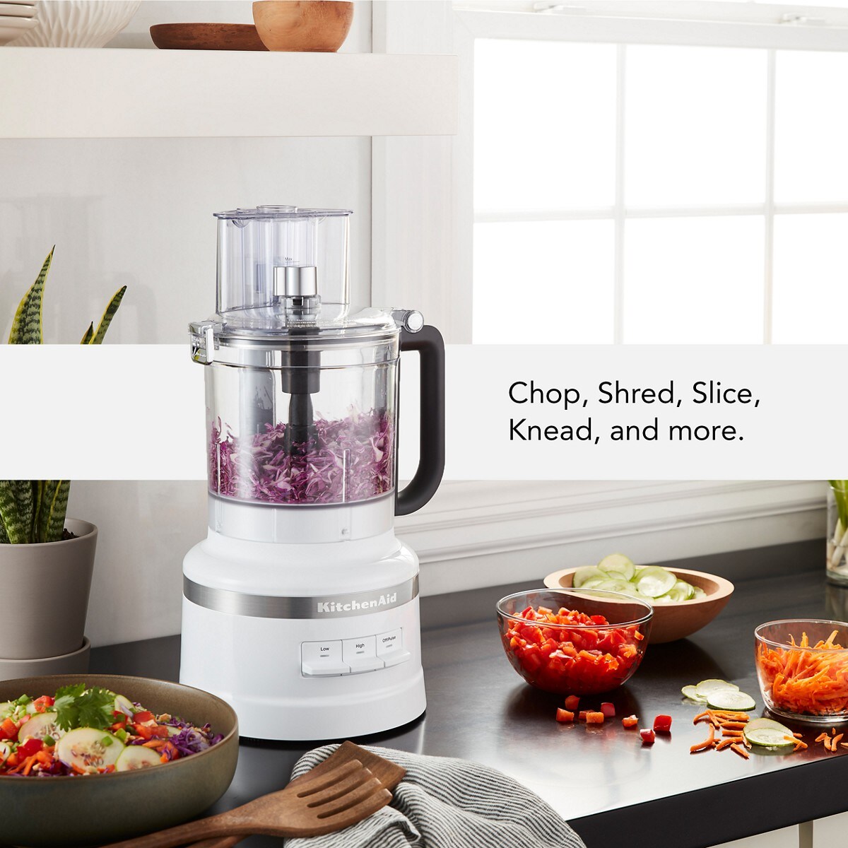 13-Cup Food Processor with French Fry Disc and Dicing Kit - White - Image 2