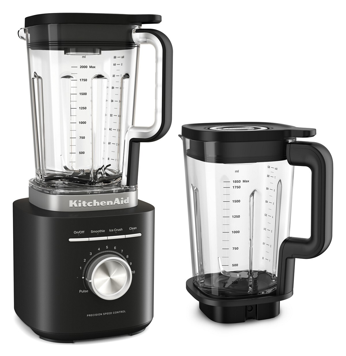 KitchenAid® Pure Power Blender with a 68oz plastic jar and a 62oz glass jar - Black Matte