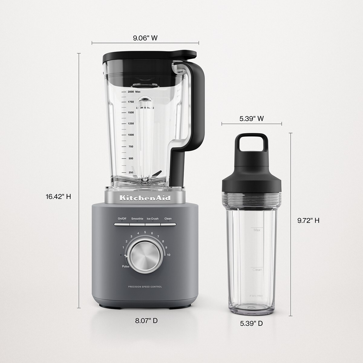 KitchenAid® Pure Power Blender with Personal Blending Jar - Matte Charcoal Grey - Image 3