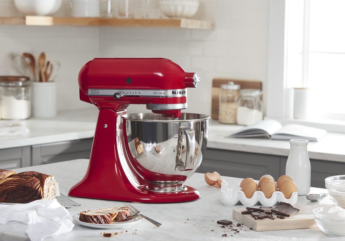 Value Bundle Artisan® Series 5 Quart Tilt-Head Stand Mixer with Fresh Prep Slicer/Shredder Attachment - Empire Red - Image 4
