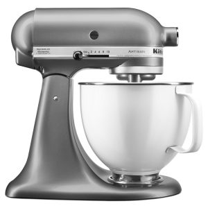 Artisan® Series Tilt-Head Stand Mixer with 5 Quart White Colorfast Finish Stainless Steel Bowl - Contour Silver