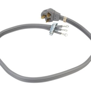 4' Electric Range Power Cord 3 Wire 40 Amp Right Angle Plug - Grey