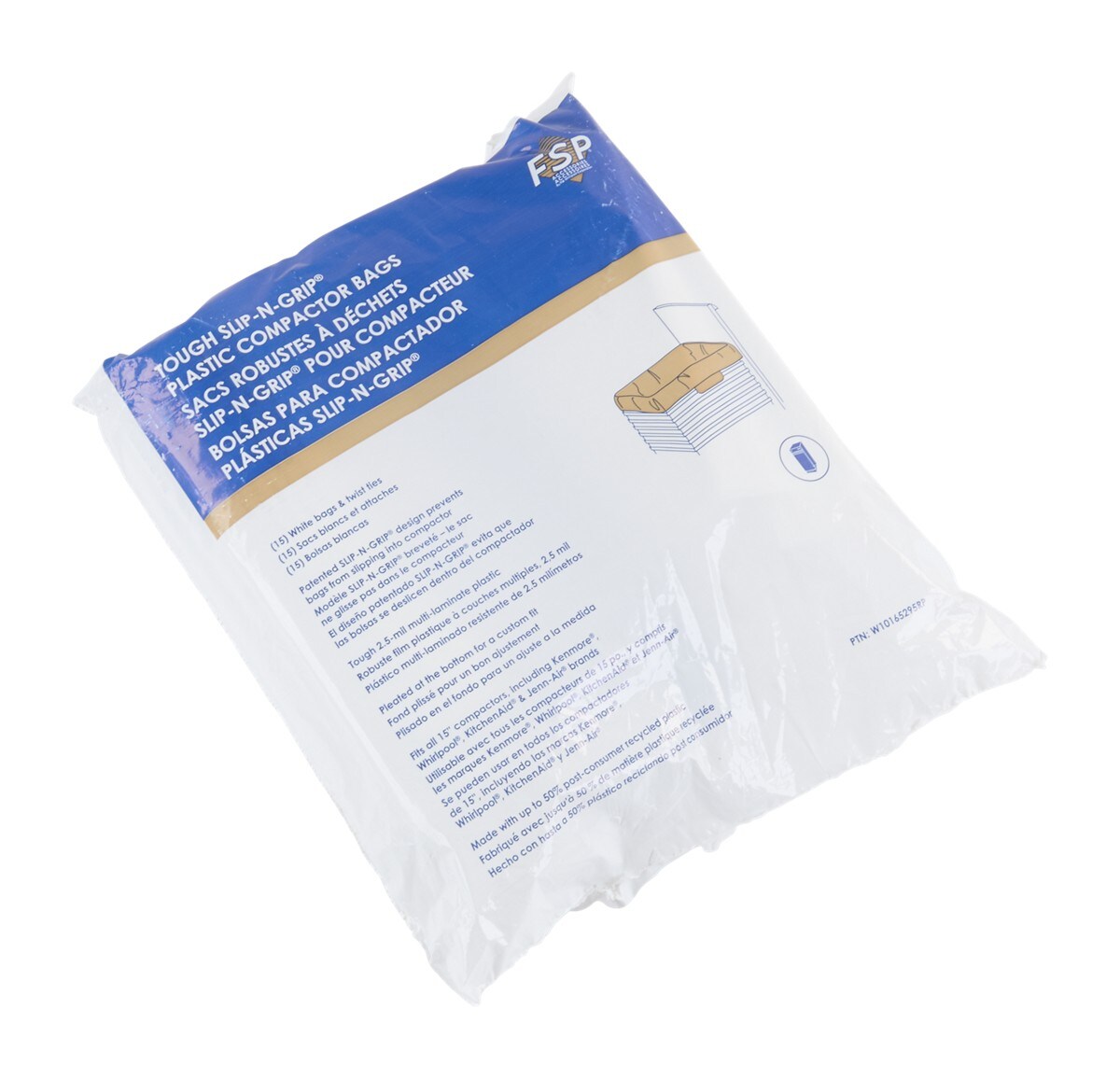 Heavy-Duty Plastic Compactor Bags (15-Pack) - White with Odor Remover for 15-IN Compactor Models