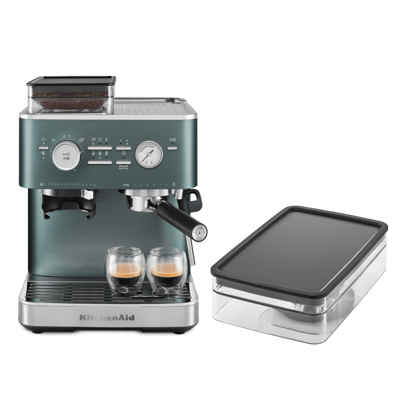 Coffee Set: Semi Auto Espresso + 8 Oz. Removable Bean Hopper - Juniper