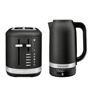 Breakfast Set: Toaster 2 slice + Electric Kettle - Cast Iron Black