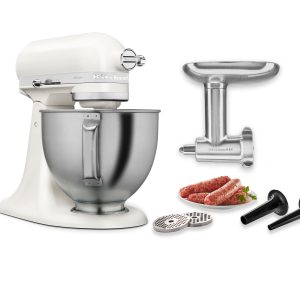 Artisan® 5-Qt Mixer with Premium Touchpoints & Metal Food Grinder Attachment - Porcelain White